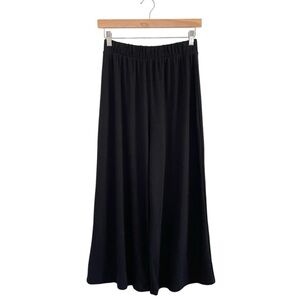 Dressed in LaLa Ribbed Knit Wide Leg Crop High Rise Pull On Pant Black Medium